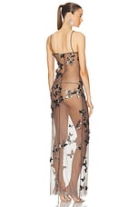 Blumarine Embroidered Sheer Maxi Dress in Silver, view 4, click to view large image.