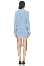 Blumarine Cdc Pinstripe Dress in Cashmere, Blue, & Black, view 3, click to view large image.