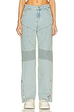 Blumarine Wide Leg Biker Jean in Sterling Blue, view 1, click to view large image.