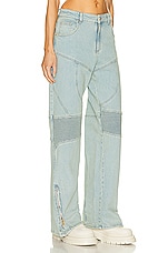 Blumarine Wide Leg Biker Jean in Sterling Blue, view 2, click to view large image.
