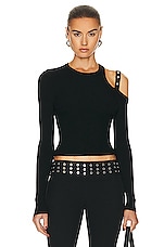 Blumarine Long Sleeve Sweater in Nero, view 1, click to view large image.