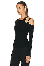 Blumarine Long Sleeve Sweater in Nero, view 3, click to view large image.