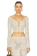 Blumarine Cropped Cardigan in Cream, view 1, click to view large image.