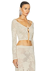 Blumarine Cropped Cardigan in Cream, view 2, click to view large image.