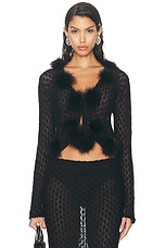 Blumarine Tie Front Cardigan in Black, view 1, click to view large image.