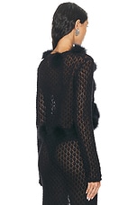 Blumarine Tie Front Cardigan in Black, view 3, click to view large image.