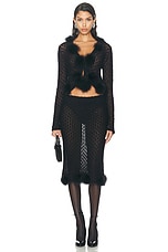 Blumarine Tie Front Cardigan in Black, view 4, click to view large image.