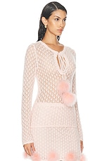 Blumarine Tie Neck Sweater in Powder Pink, view 2, click to view large image.