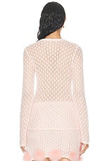 Blumarine Tie Neck Sweater in Powder Pink, view 3, click to view large image.