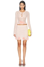 Blumarine Tie Neck Sweater in Powder Pink, view 4, click to view large image.