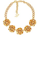 Blumarine Rose Choker in Oro Satinato, view 1, click to view large image.