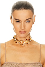 Blumarine Rose Choker in Oro Satinato, view 2, click to view large image.