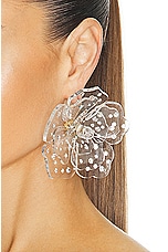 Blumarine Rosa Plexi Earrings in Trasparent & Crystal, view 2, click to view large image.