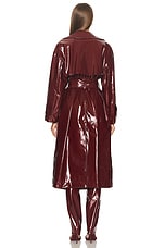 Blumarine Faux Patent Leather Trench Coat in Burgundy, view 4, click to view large image.