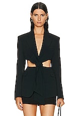 Blumarine Jacket With Bow in Nero, view 1, click to view large image.
