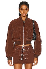 Blumarine Cropped Bomber Jacket in Camoscio, view 1, click to view large image.