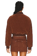 Blumarine Cropped Bomber Jacket in Camoscio, view 3, click to view large image.