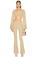 Blumarine Flare Knit Pant in Lark, view 4, click to view large image.