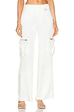 Blumarine Wide Leg Cargo Pant in Bianco Naturale, view 1, click to view large image.