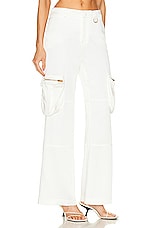 Blumarine Wide Leg Cargo Pant in Bianco Naturale, view 2, click to view large image.