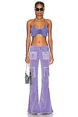 Blumarine Cargo Flare Pant in Jasmine, view 4, click to view large image.