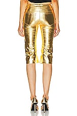Blumarine Leather Pedal Pusher Pant in Gold, view 3, click to view large image.