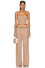 Blumarine Wide Leg Pant With Rhinestones in Nuts, view 4, click to view large image.