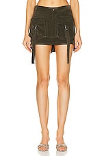 Blumarine Cargo Mini Skirt in Dark Olive, view 1, click to view large image.
