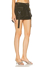 Blumarine Cargo Mini Skirt in Dark Olive, view 2, click to view large image.