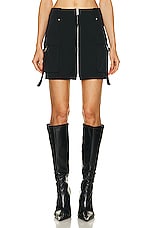 Blumarine Front Zip Mini Skirt in Nero, view 1, click to view large image.