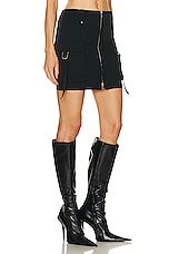 Blumarine Front Zip Mini Skirt in Nero, view 2, click to view large image.