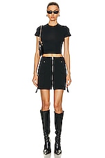 Blumarine Front Zip Mini Skirt in Nero, view 5, click to view large image.