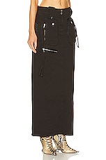 Blumarine Cargo Denim Skirt in Chocolate Brown, view 2, click to view large image.