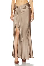 Blumarine Maxi Skirt With Slit in Sandy Grey, view 1, click to view large image.