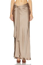 Blumarine Maxi Skirt With Slit in Sandy Grey, view 2, click to view large image.