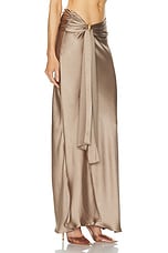 Blumarine Maxi Skirt With Slit in Sandy Grey, view 3, click to view large image.