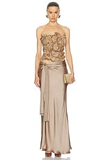 Blumarine Maxi Skirt With Slit in Sandy Grey, view 5, click to view large image.