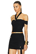 Blumarine Halter Neck Top in Black, view 3, click to view large image.