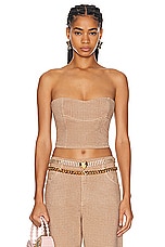 Blumarine Bustier Top With Rhinestones in Nuts, view 1, click to view large image.