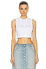 Blumarine Cropped Tank Top in Optical Withe, view 1, click to view large image.