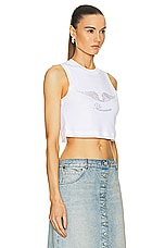 Blumarine Cropped Tank Top in Optical Withe, view 2, click to view large image.