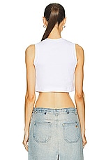 Blumarine Cropped Tank Top in Optical Withe, view 3, click to view large image.