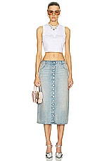 Blumarine Cropped Tank Top in Optical Withe, view 4, click to view large image.