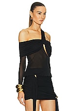 Blumarine Off The Shoulder Cut Out Top in Black, view 2, click to view large image.
