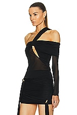 Blumarine Off The Shoulder Cut Out Top in Black, view 3, click to view large image.