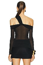 Blumarine Off The Shoulder Cut Out Top in Black, view 4, click to view large image.