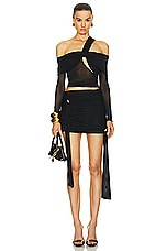 Blumarine Off The Shoulder Cut Out Top in Black, view 5, click to view large image.
