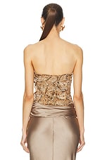 Blumarine Embroidered Strapless Bustier Top in Gold, view 4, click to view large image.