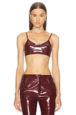 Blumarine Faux Patent Leather Bra Top in Burgundy, view 1, click to view large image.