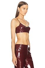 Blumarine Faux Patent Leather Bra Top in Burgundy, view 2, click to view large image.